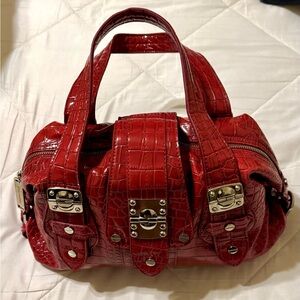 Limited! Steve Madden Luxe Burgundy Crocodile-Embossed Handbag